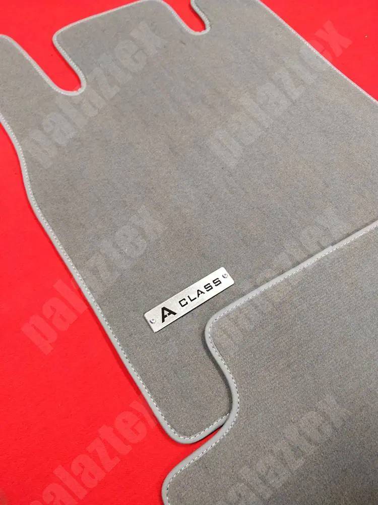 Lengenfelder Floor Mats For Mercedes W168 A-Class (1997-2004) + EVOLUTION – Black With Silver Edge & Logo, NEW German Made
