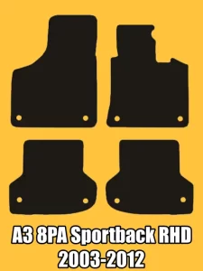 rhd floor mat pattern audi a3 8pa sportback 2004-2012