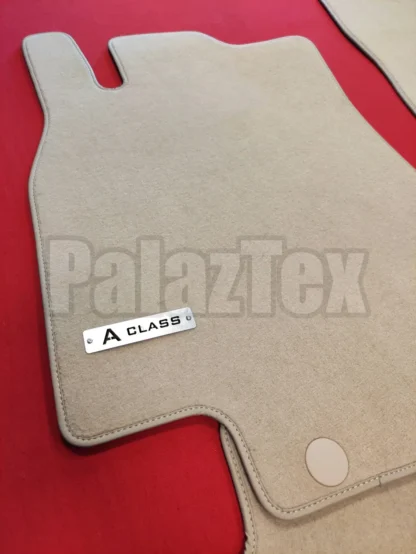 mercedes a series beige 2004-2012 carpet mats with logo