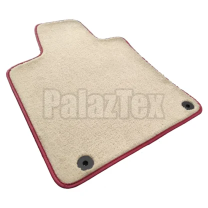 ds9 light beige carpet mat with oem fixing clips and burgundy edge binding