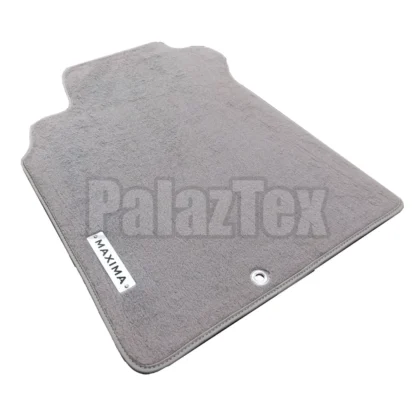 nissan maxima grey velour floor mat with grey edge binding and maxima metal logo