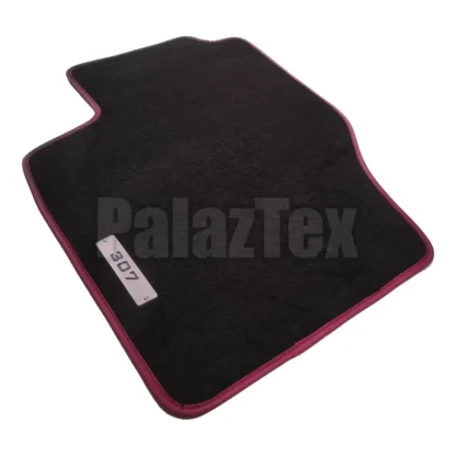 burgundy edge peugeot 307 black carpet mat with 307 metal logo