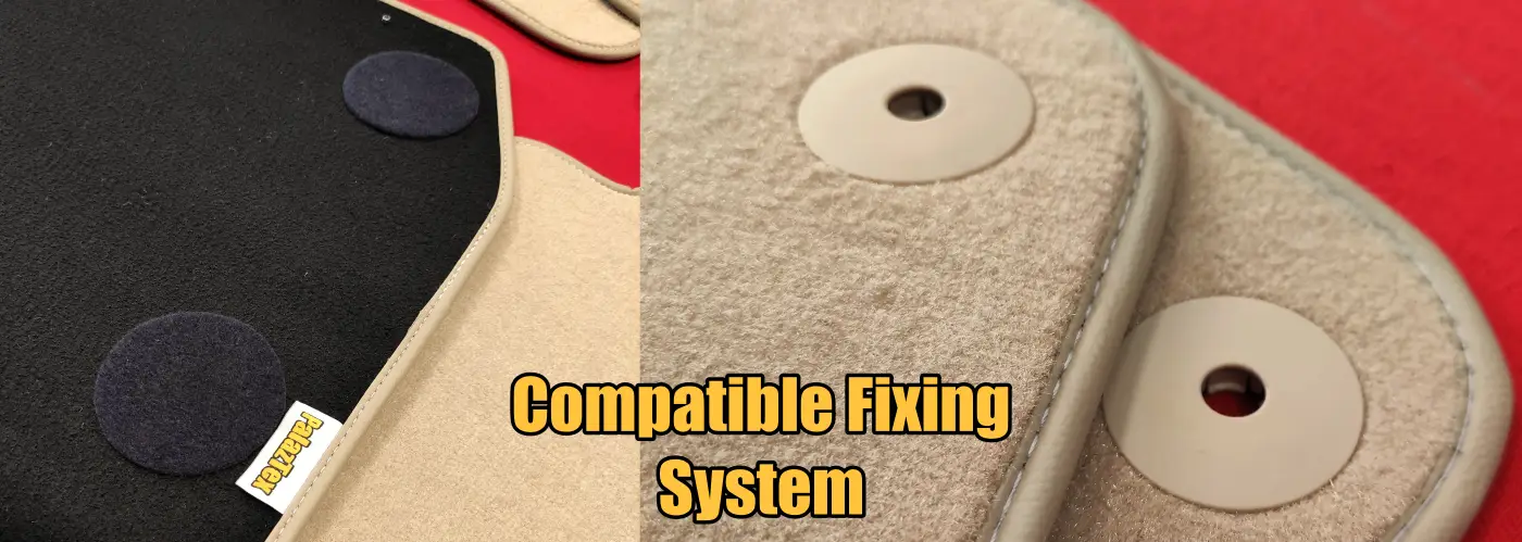 Porsche 911 velour floor mats with compatible fixing systems velcro and push-lock clip options