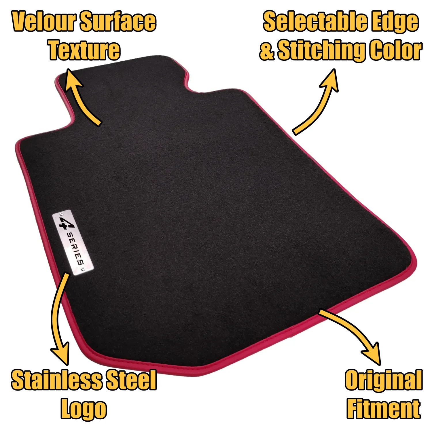 bmw 4 series g22 coupe g23 convertible g26 gran coupe velour floor mats features