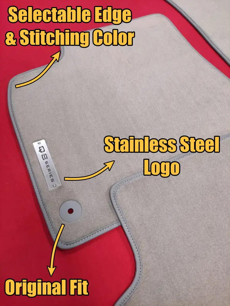 features of audi q8 velour mat metal q8 series logo and fixing clip