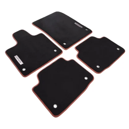 jaguar I-pace black velour floor mats with camel edge binding