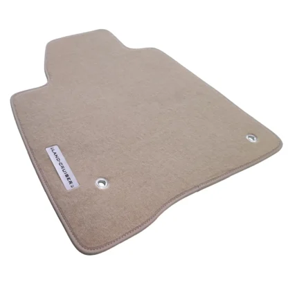 land cruiser j200 2008-2021 beige velour carpet floor mats with land cruiser metal logo