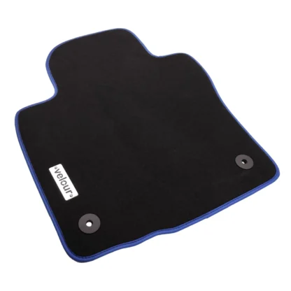 volkswagen eos black carpet with blue edge binding floor mat with eos logo