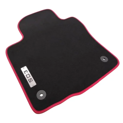 volkswagen eos black carpet with red edge binding floor mat with eos logo