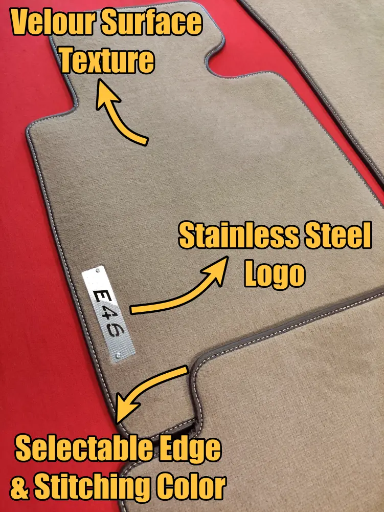 bmw e46 velour floor mats features
