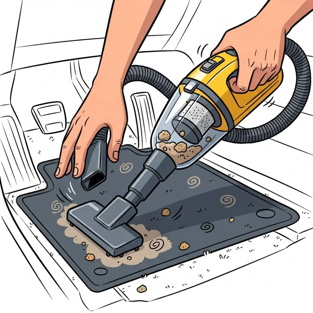 cleaning car carpet mat with vacuum cleaner