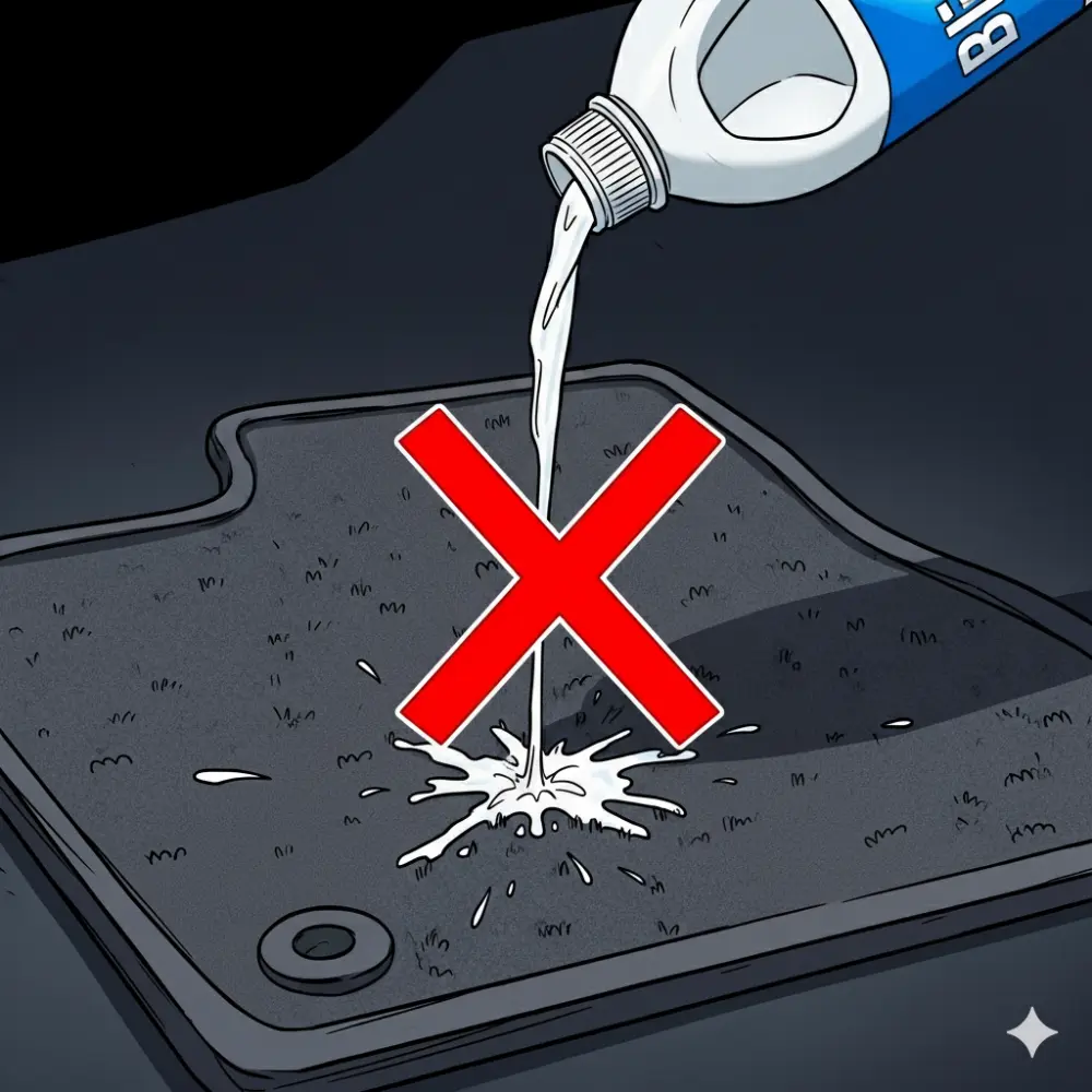 do not use strong detergent in car floor mats cleaning