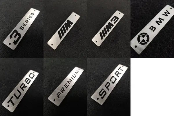 bmw 3 series metal floor mat logos