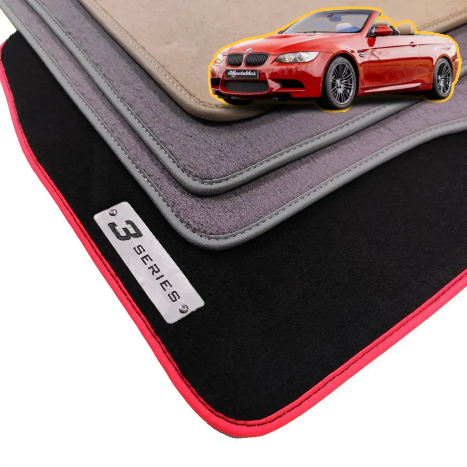 Matwise Black Carpet Floor Mat Set For BMW 3-Series Convertible E93 (2007-2013) - RWD, 4-Piece