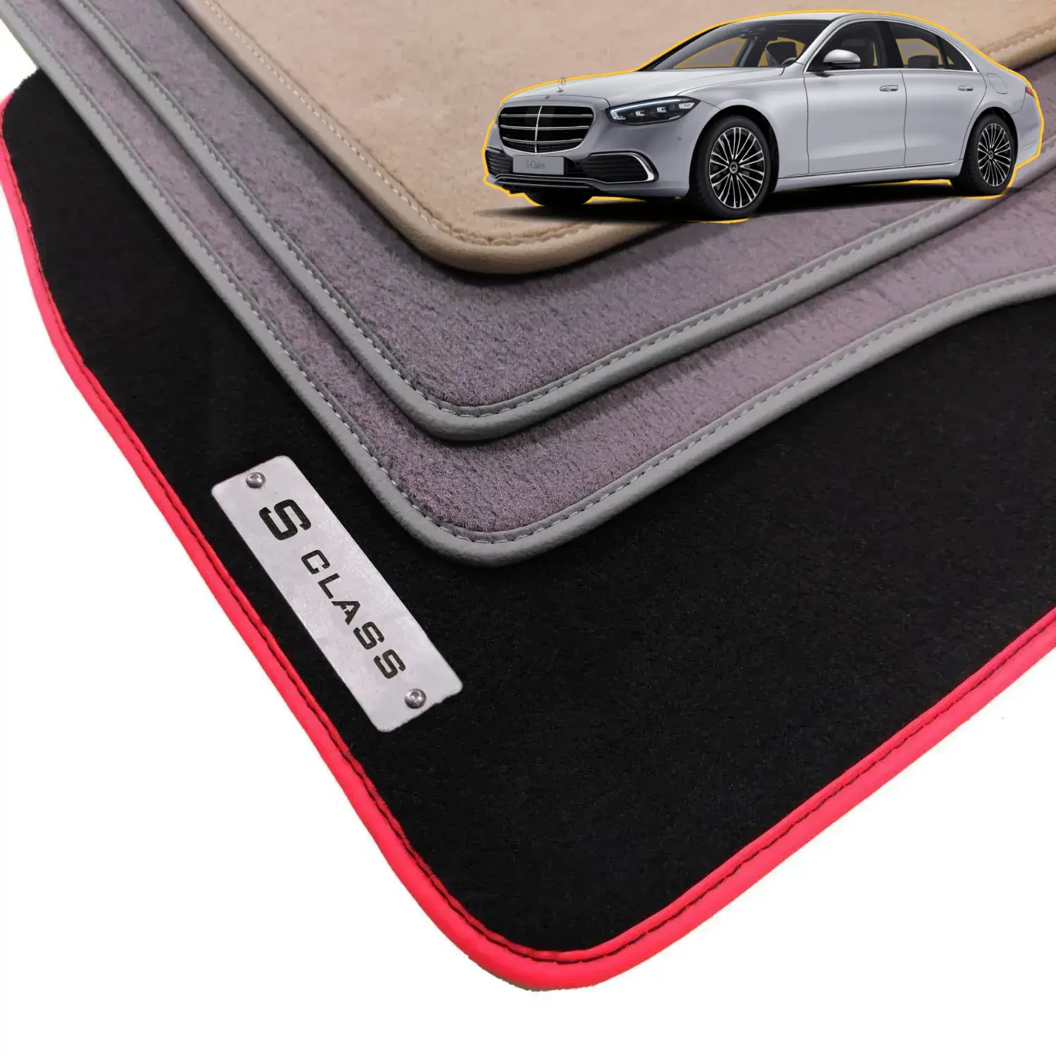 velour mercedes s class w223 floor mats 2020-2027
