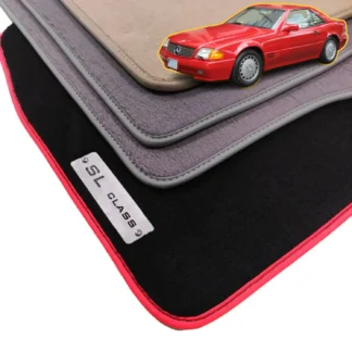 thumbnail image 2 of Pair Of Beige Rubber Door Sill Mats For Mercedes-Benz R107 SL/SLC – KLASSE OEM Style 2 of 5