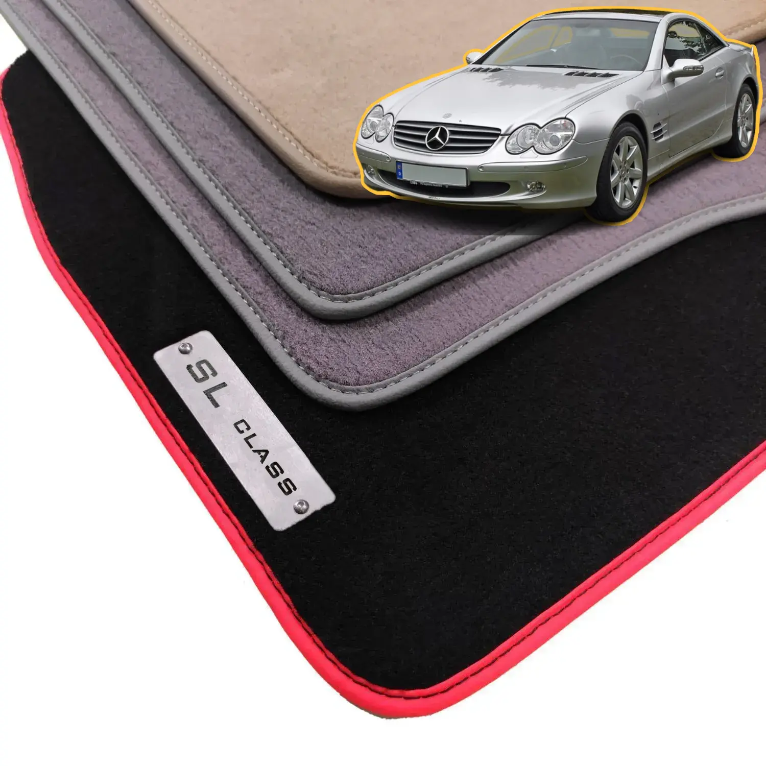 velour mercedes sl 55 amg r230 floor mats 2002-2012