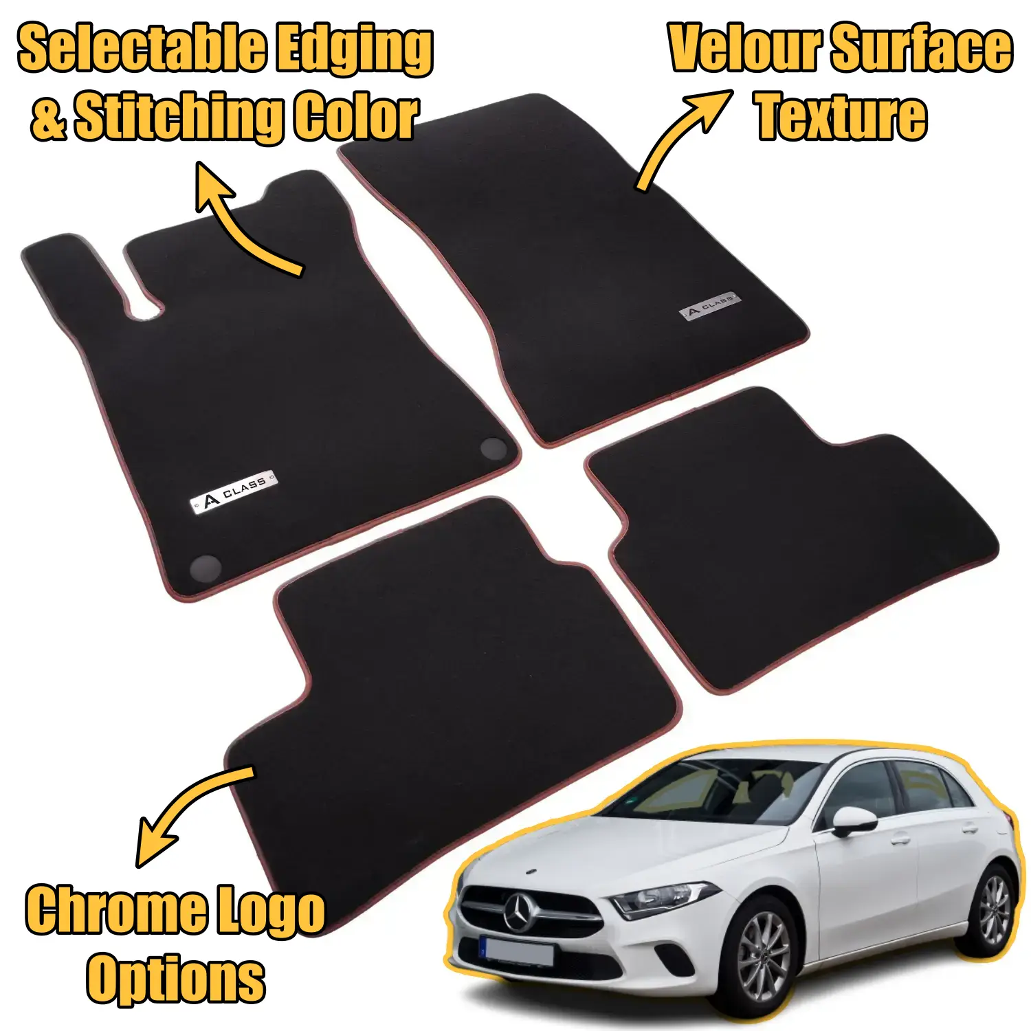 velour mercedes a class w177 2019-2025 floor mats features