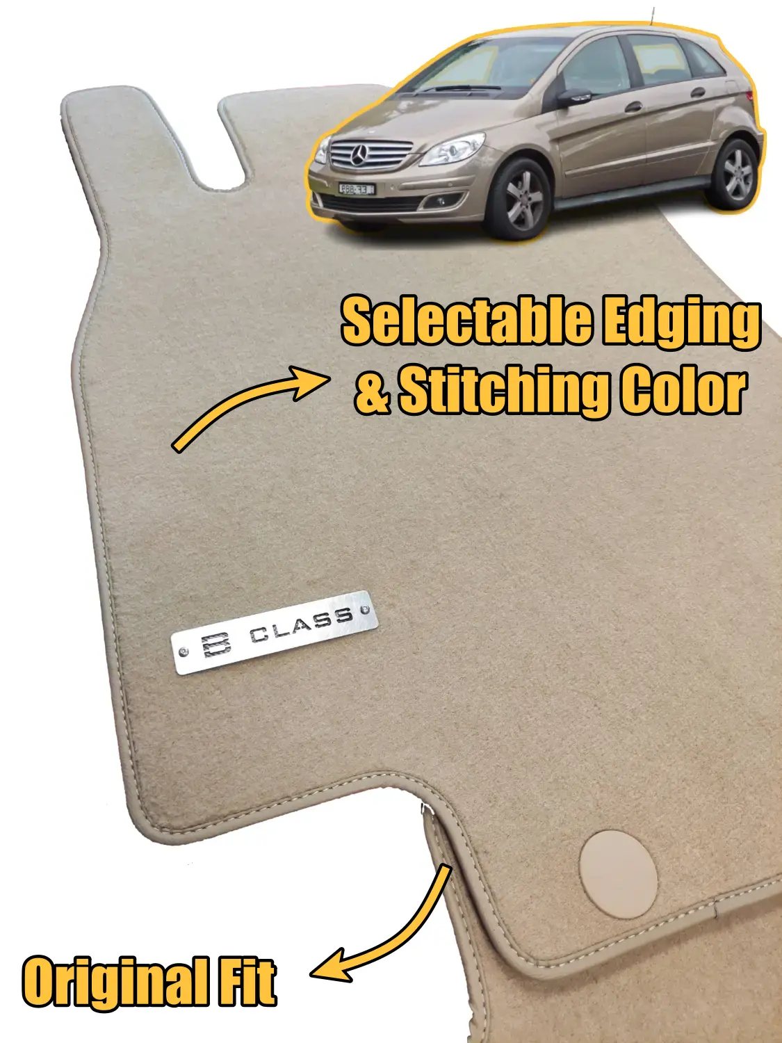 velour mercedes b class w245 2005-2011 floor mats features