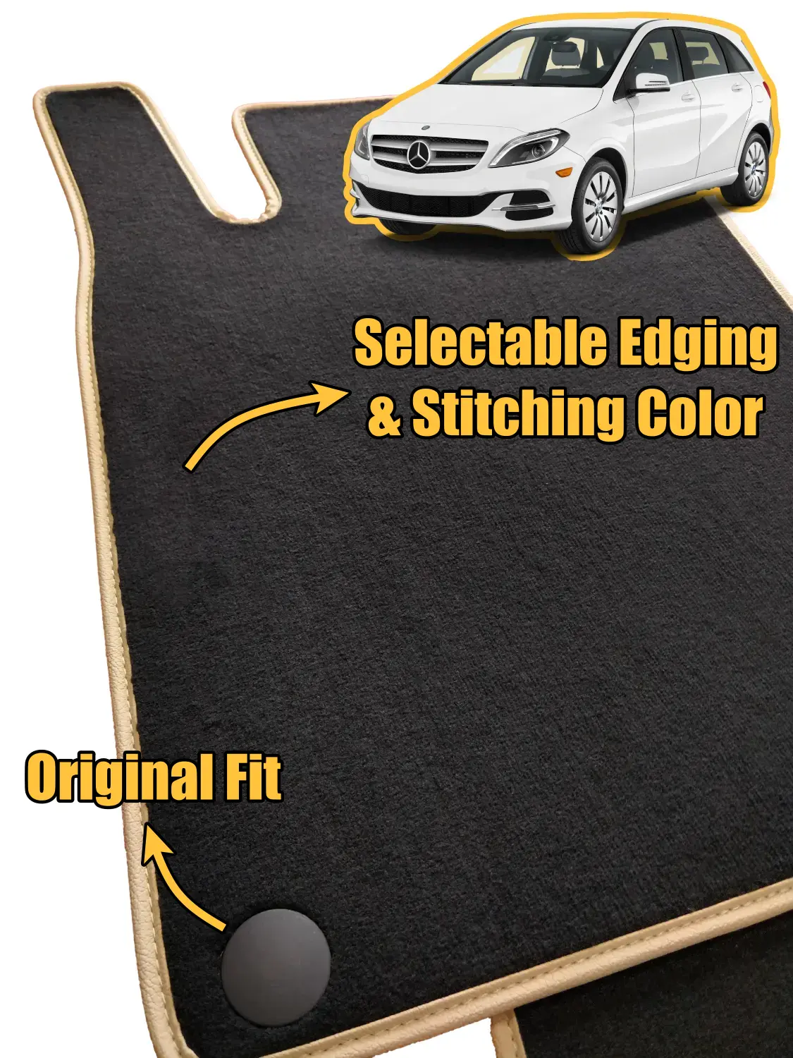 velour mercedes b class w246 2011-2019 floor mats features