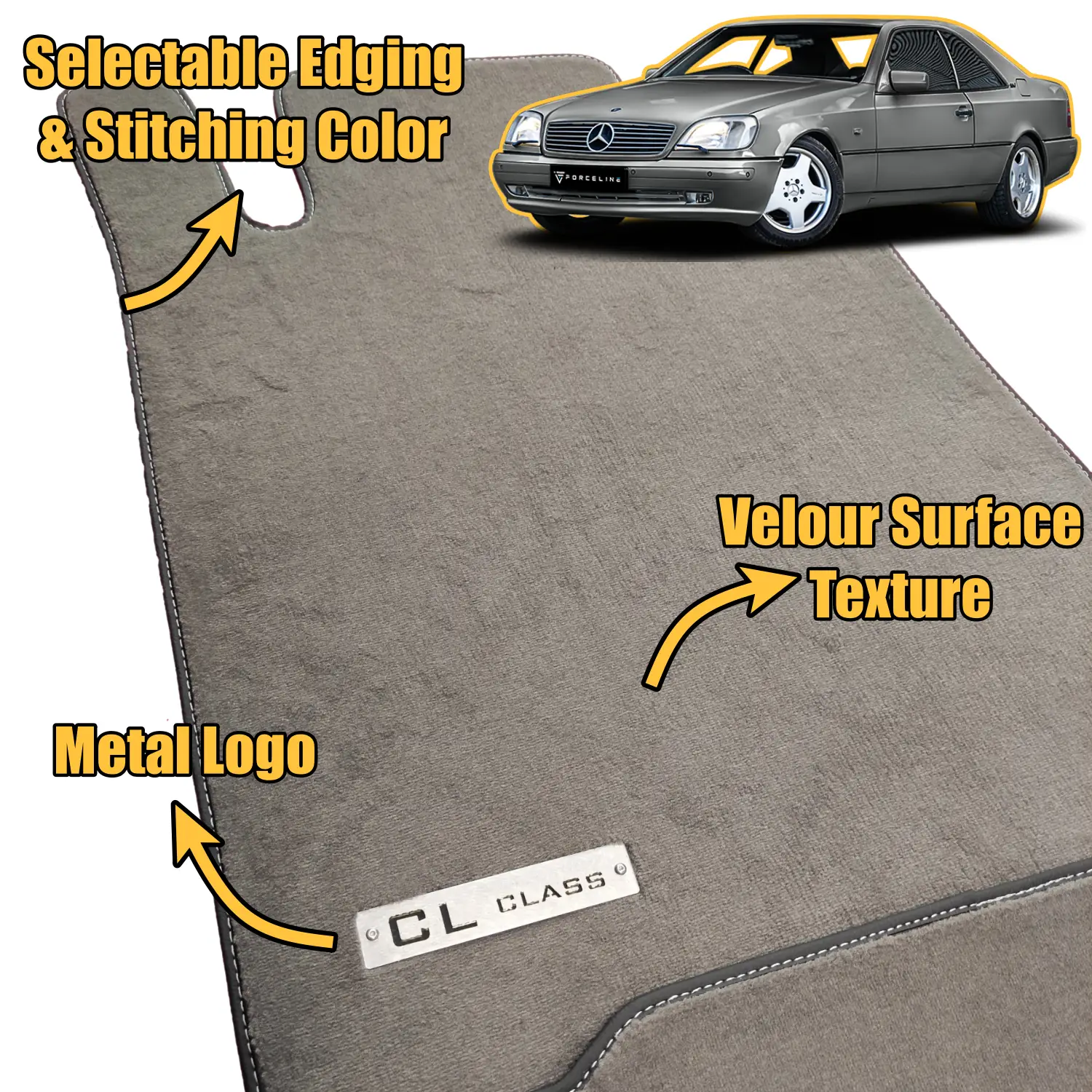 velour mercedes cl c140 floor mats features