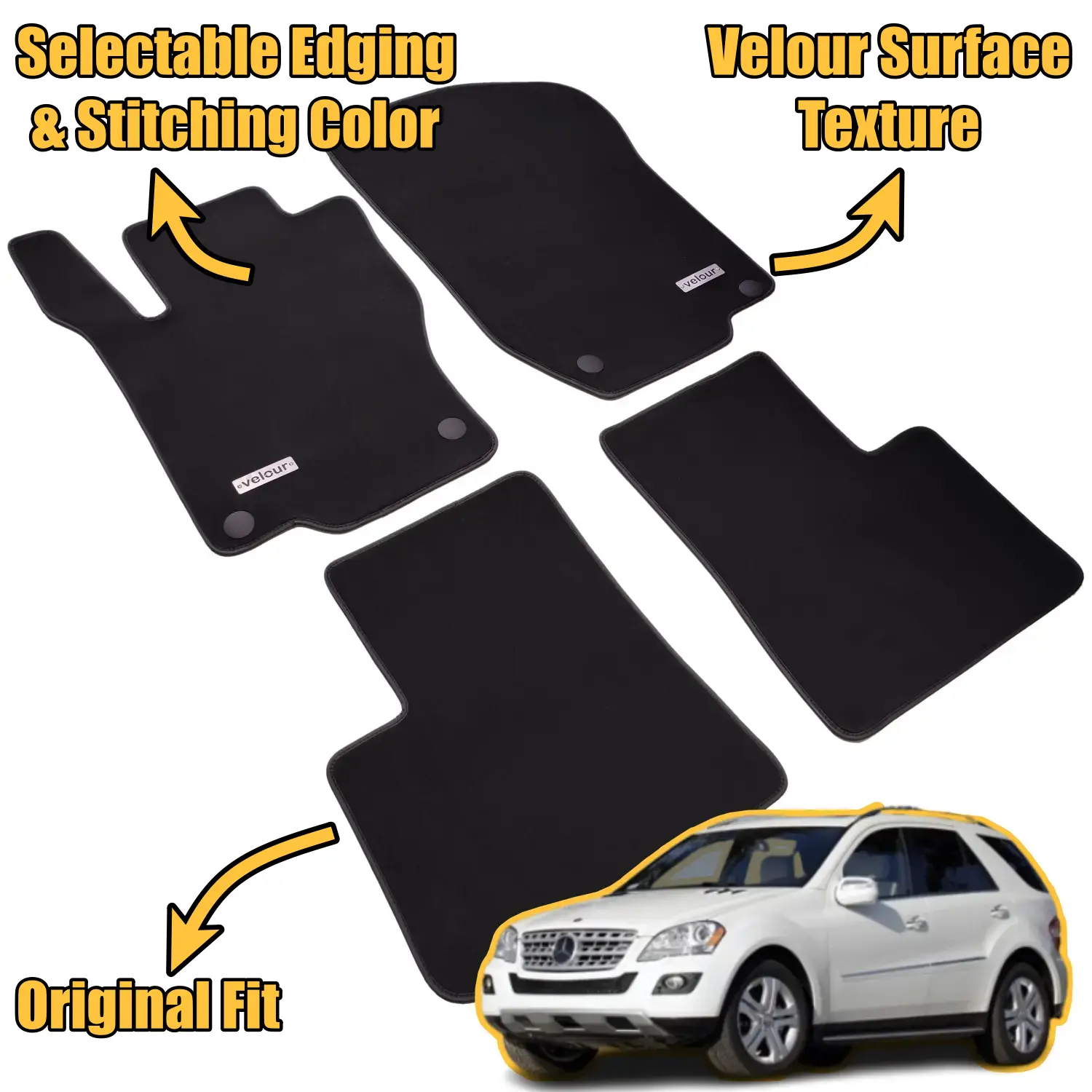 velour mercedes ml w164 floor mats features 2005-2011