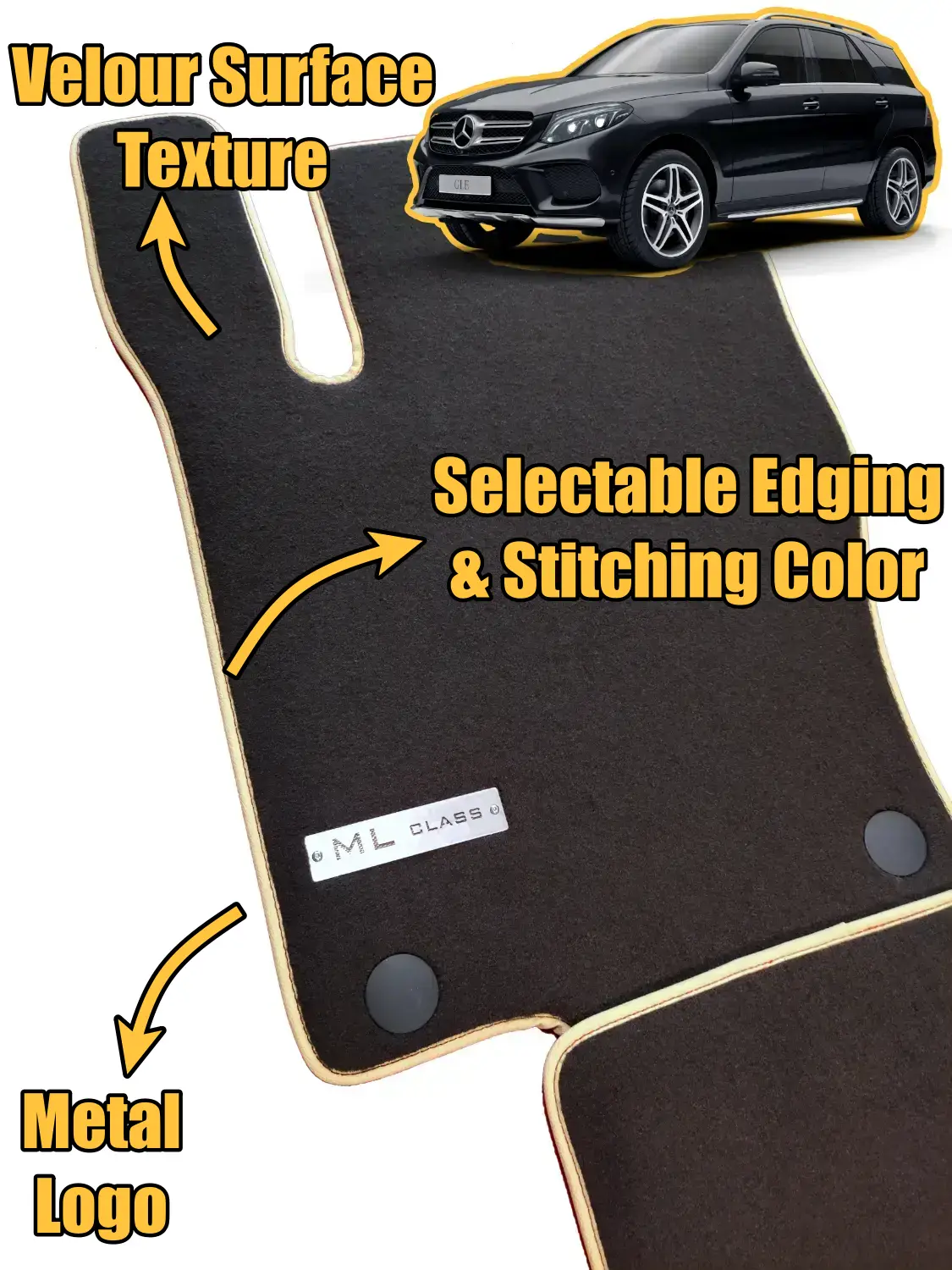 velour mercedes ml w166 floor mats features 2011-2014