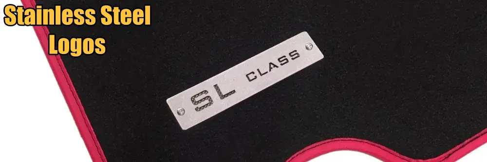 chrome logo options for custom made velour car floor mats