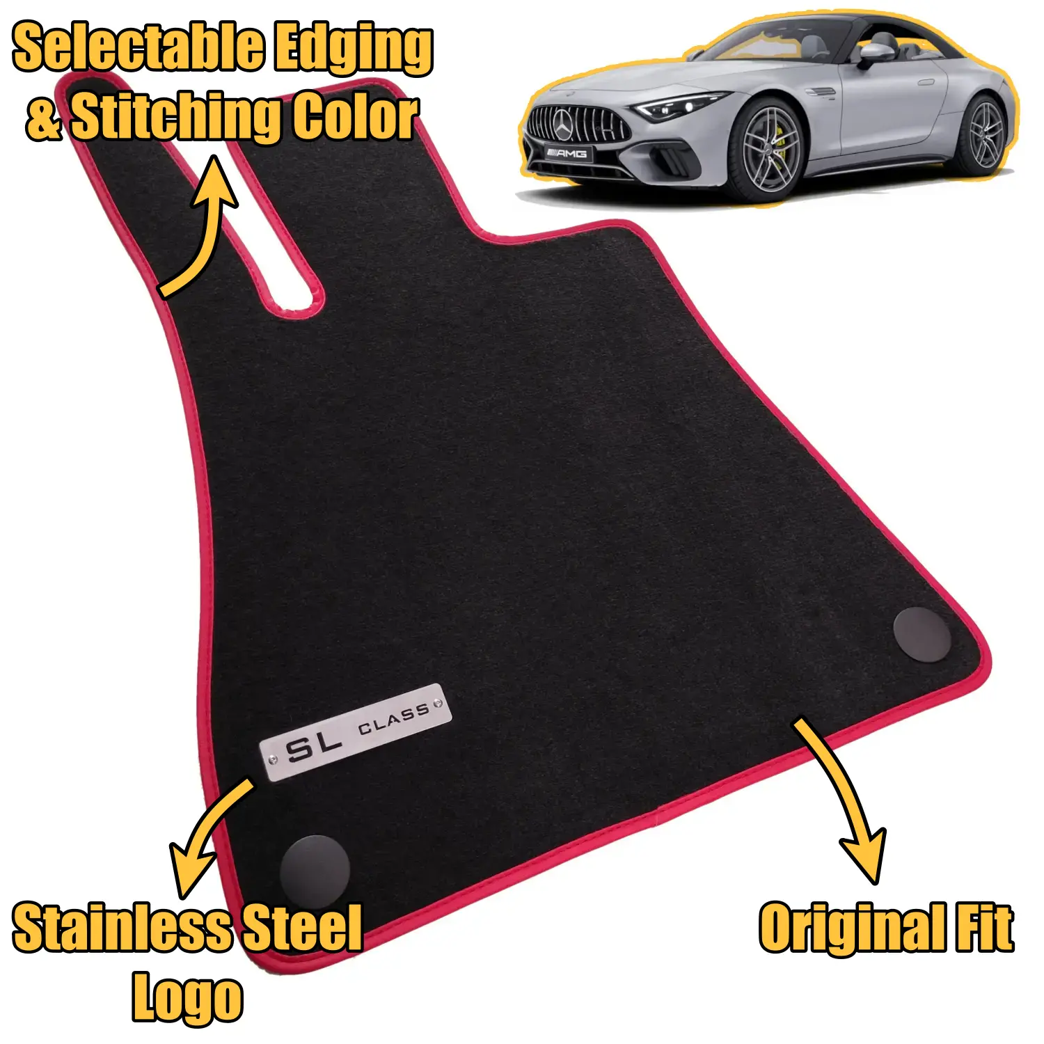 velour mercedes sl r232 floor mats features