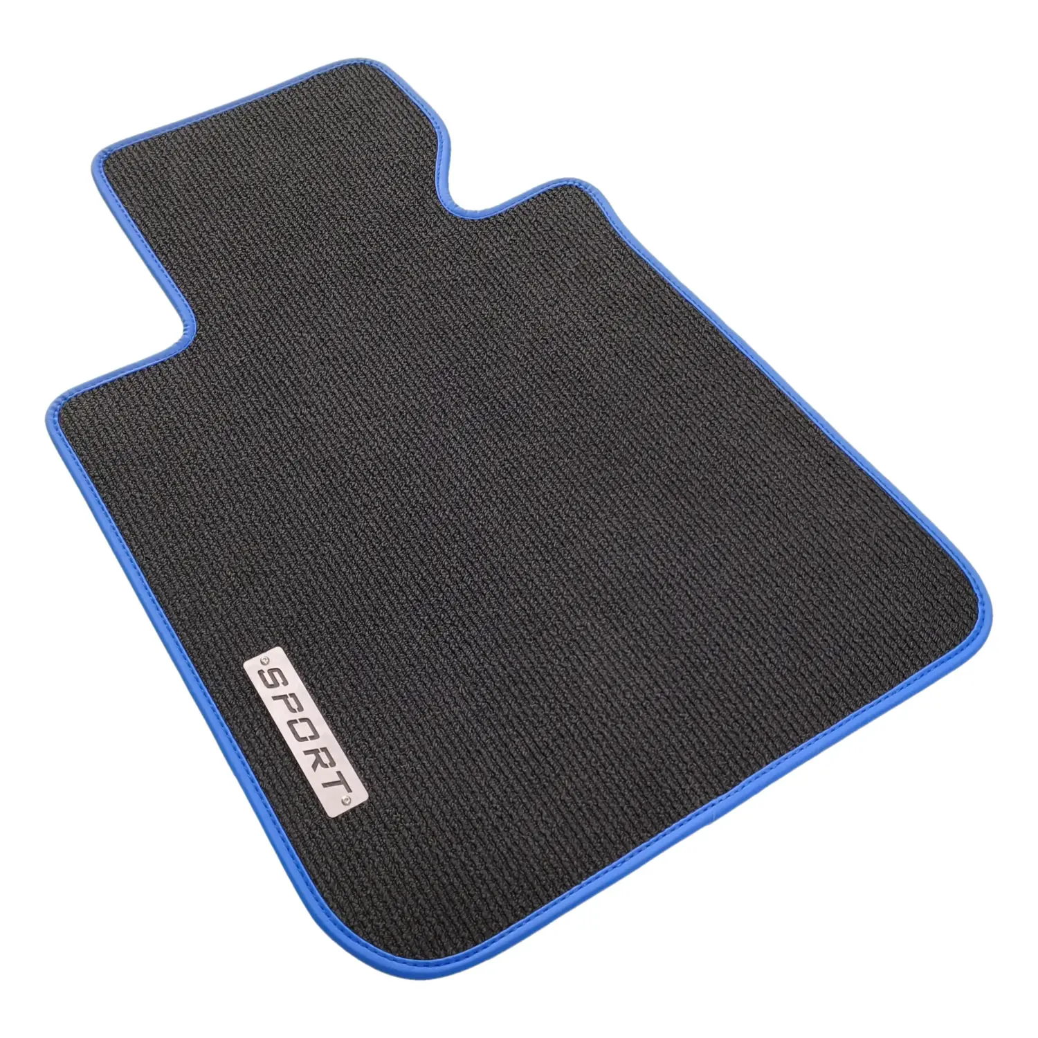 bmw 1 serisi e88 black floor mat with sport metal logo and blue edging