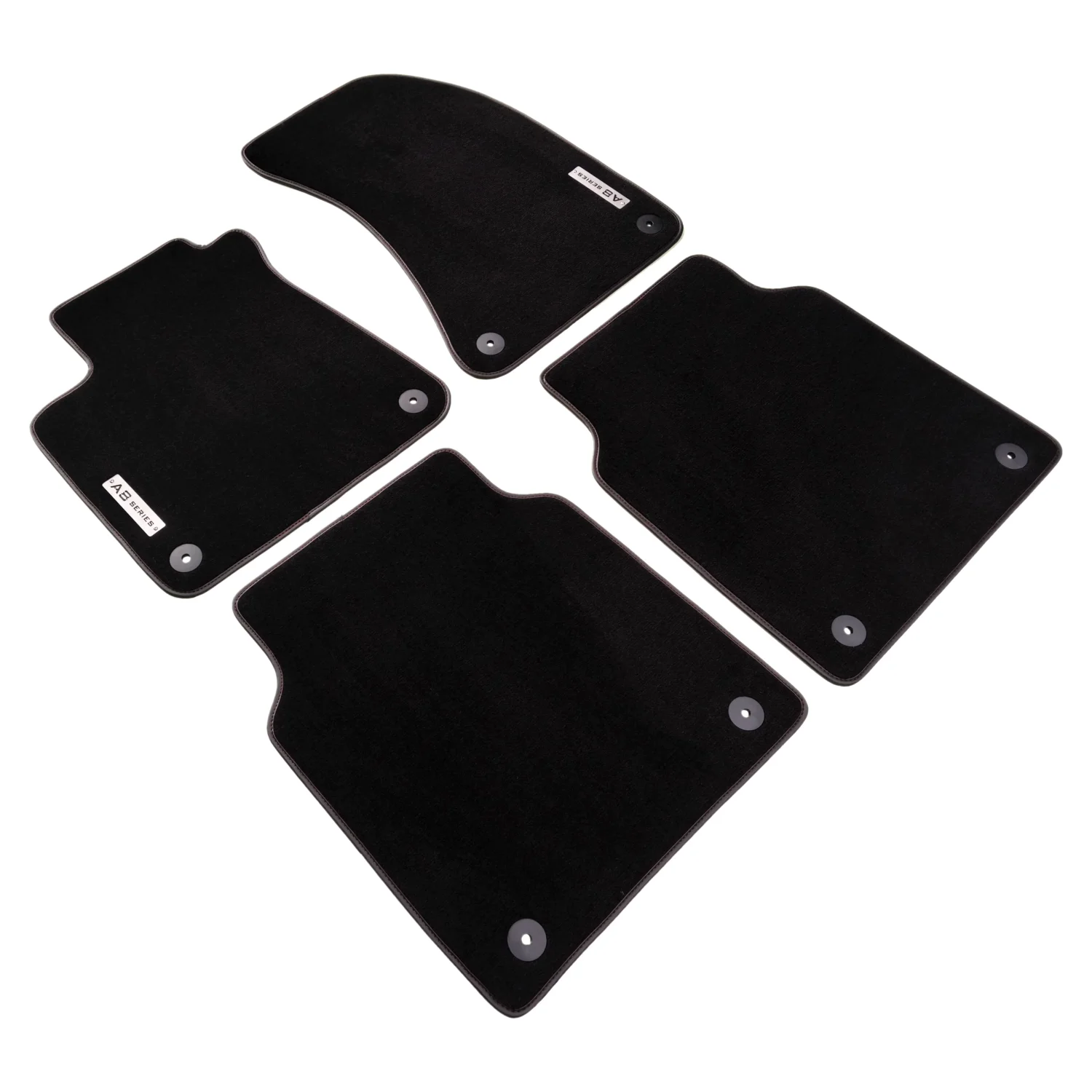 audi a8 d4 2010-2017 black carpet floor mats with chrome a8 logo and fixing clips