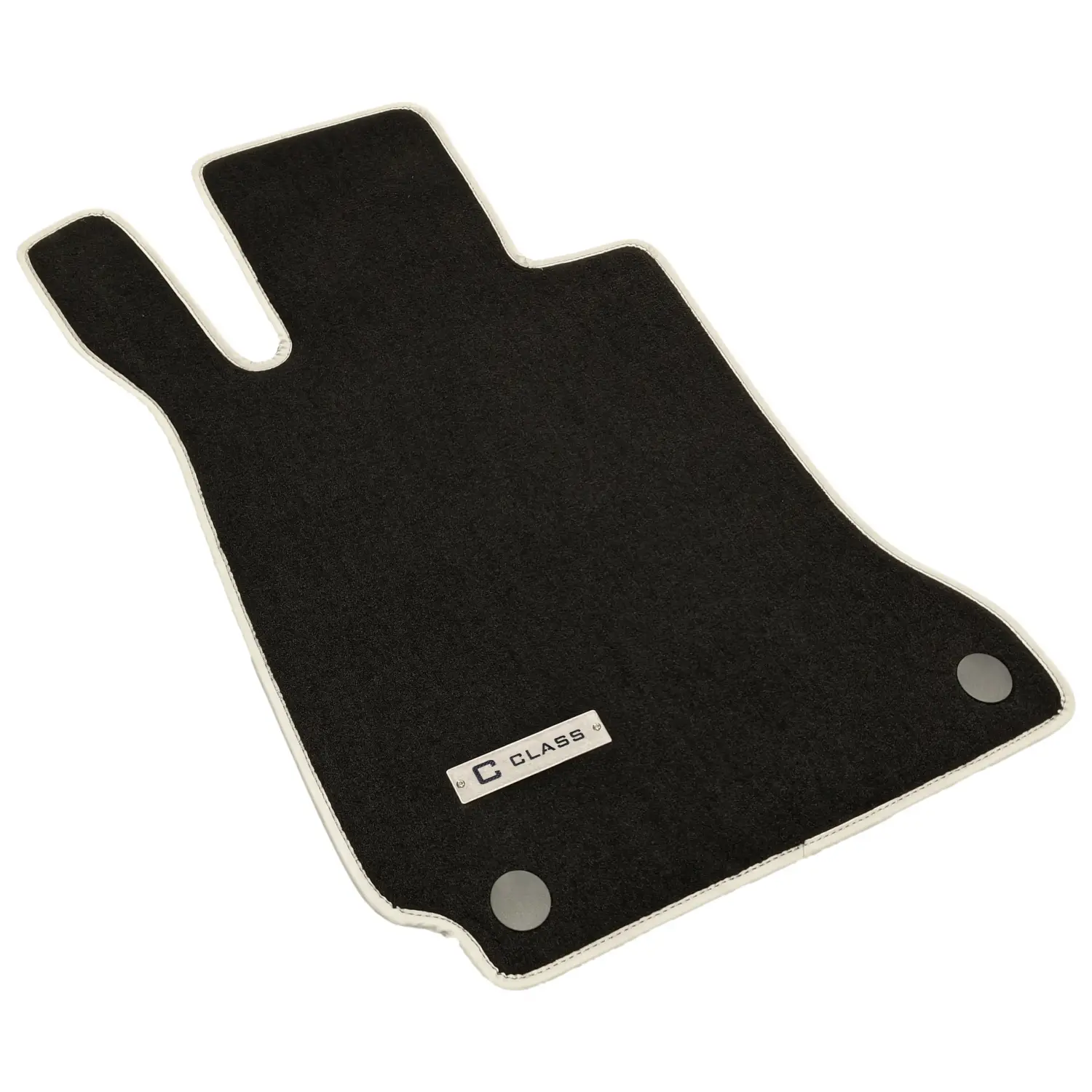 mercedes c class w204 black carpet floor mats with gray edging and c class logo