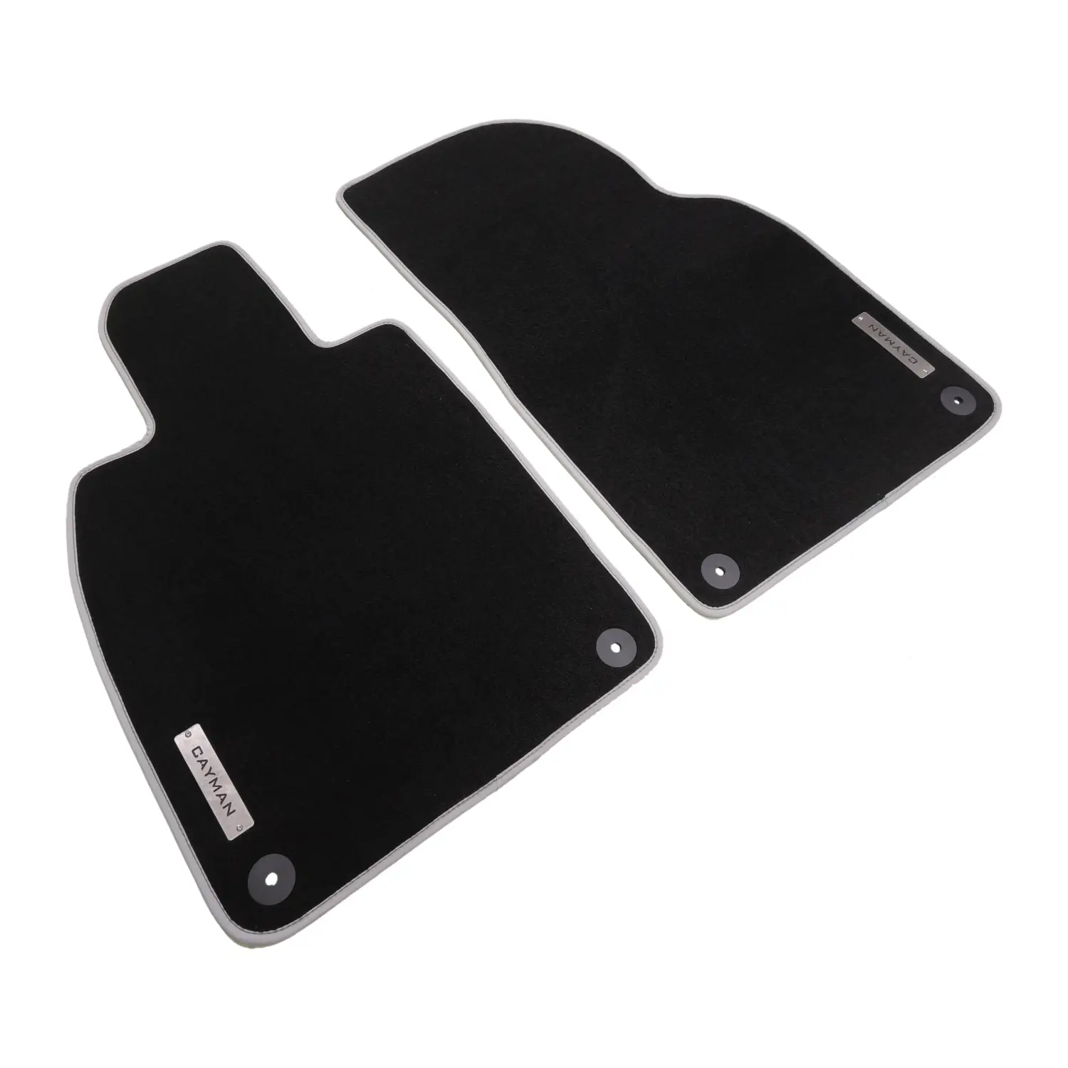 porsche cayman 718 black velour floor mats with gray edging, custom made for 2016-2026 porsche boxster