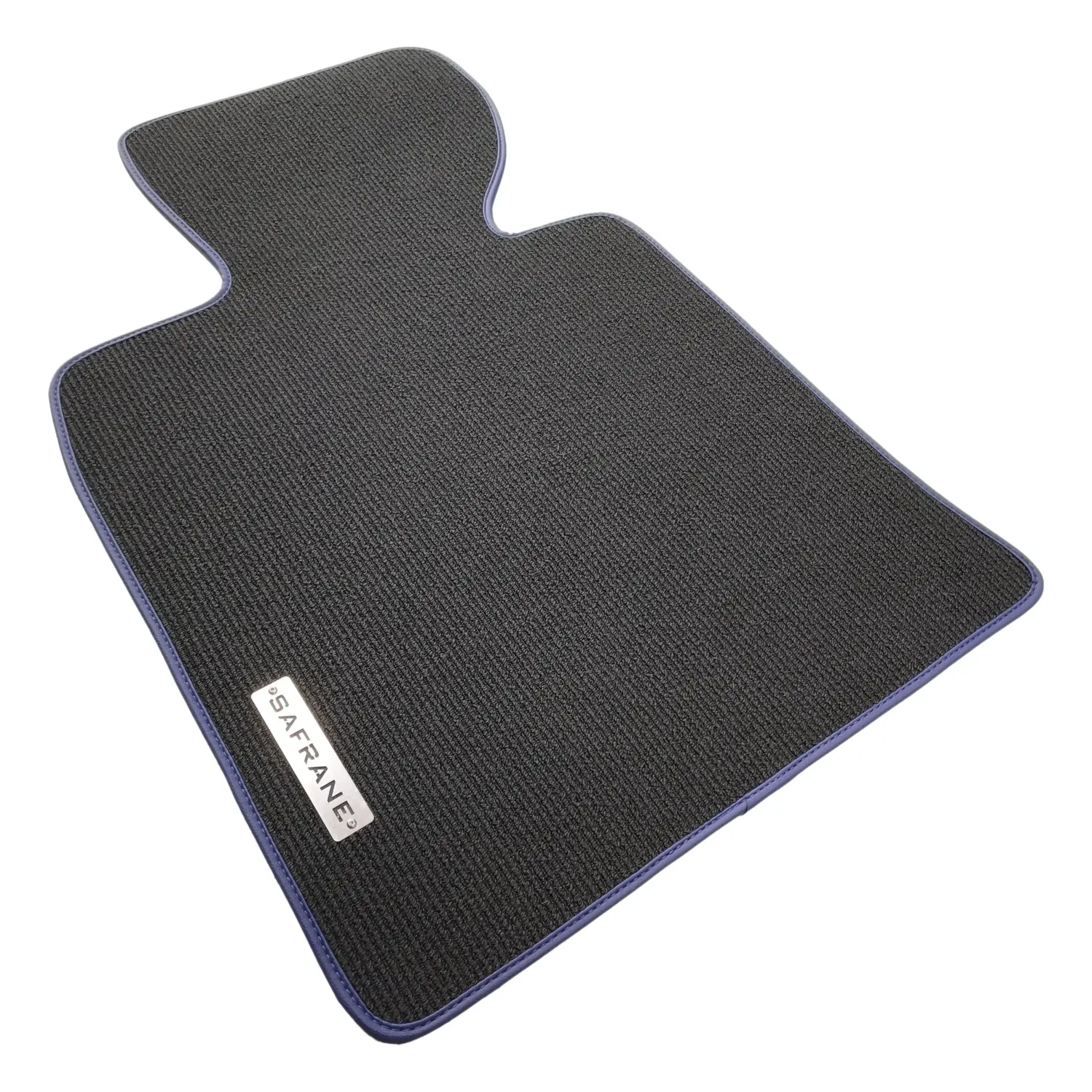 Renault safrane black carpet floor mats, navy blue edging and safrane chrome logo
