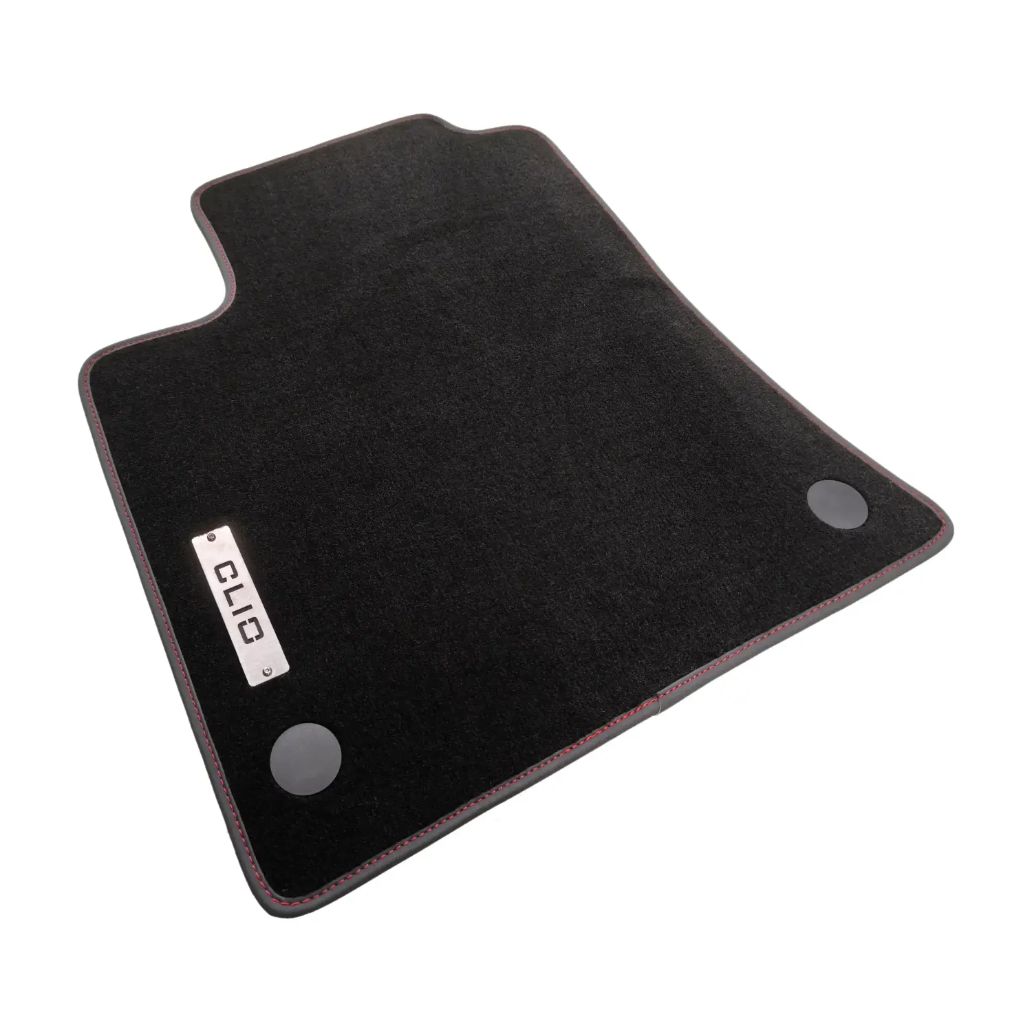 renault clio 6 black carpet floor mat with chrome clio logo