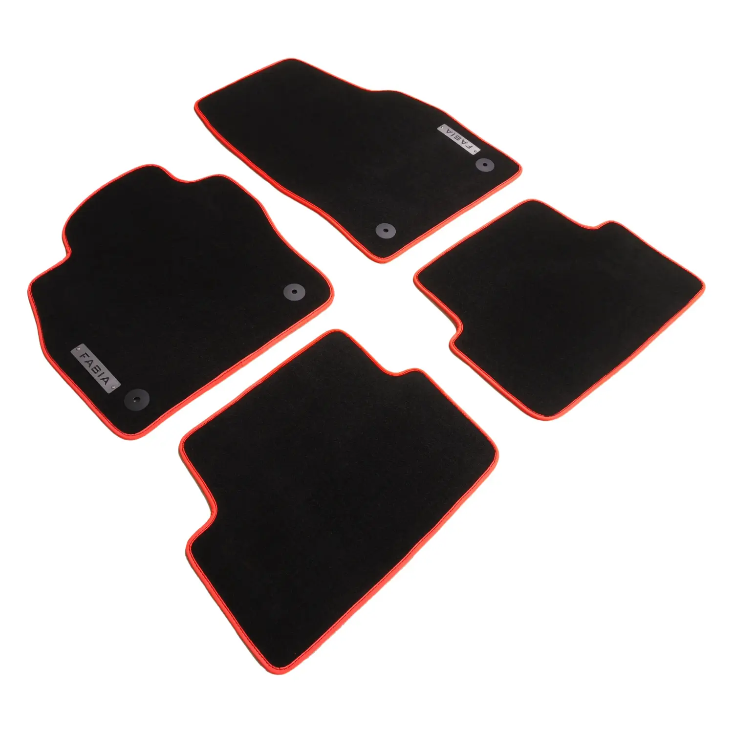 skoda fabia 2021-2027 black velour floor mats with orange edging