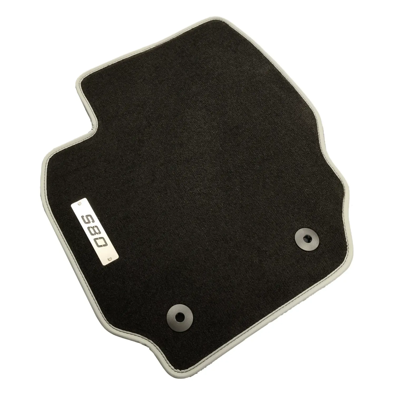 Volvo s80 black carpet mats with chrome s80 logo compatible with mk2 2006-2016