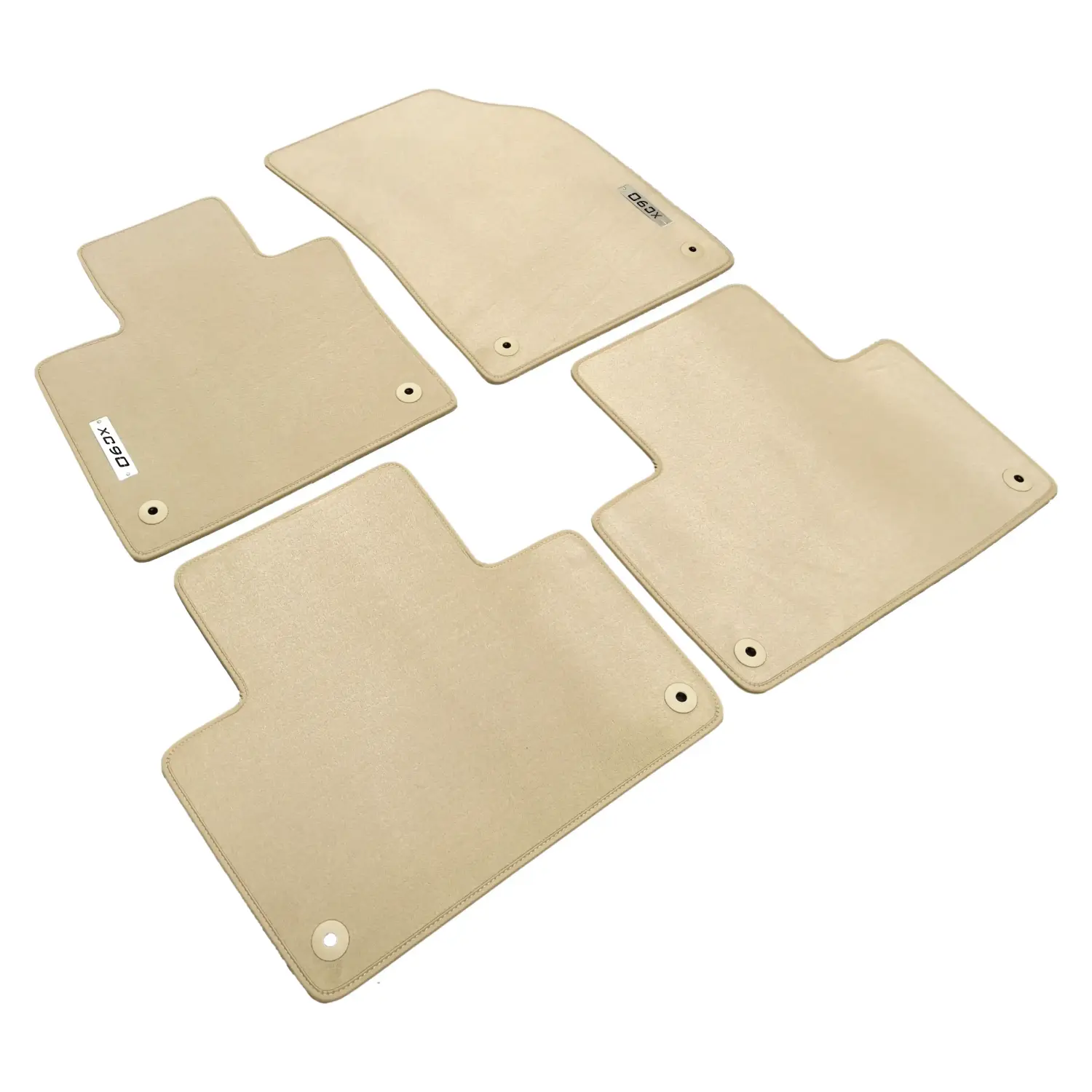 volvo xc90 mk2 2014-2026 ivory beige velour floor mats, 4 pieces original fit