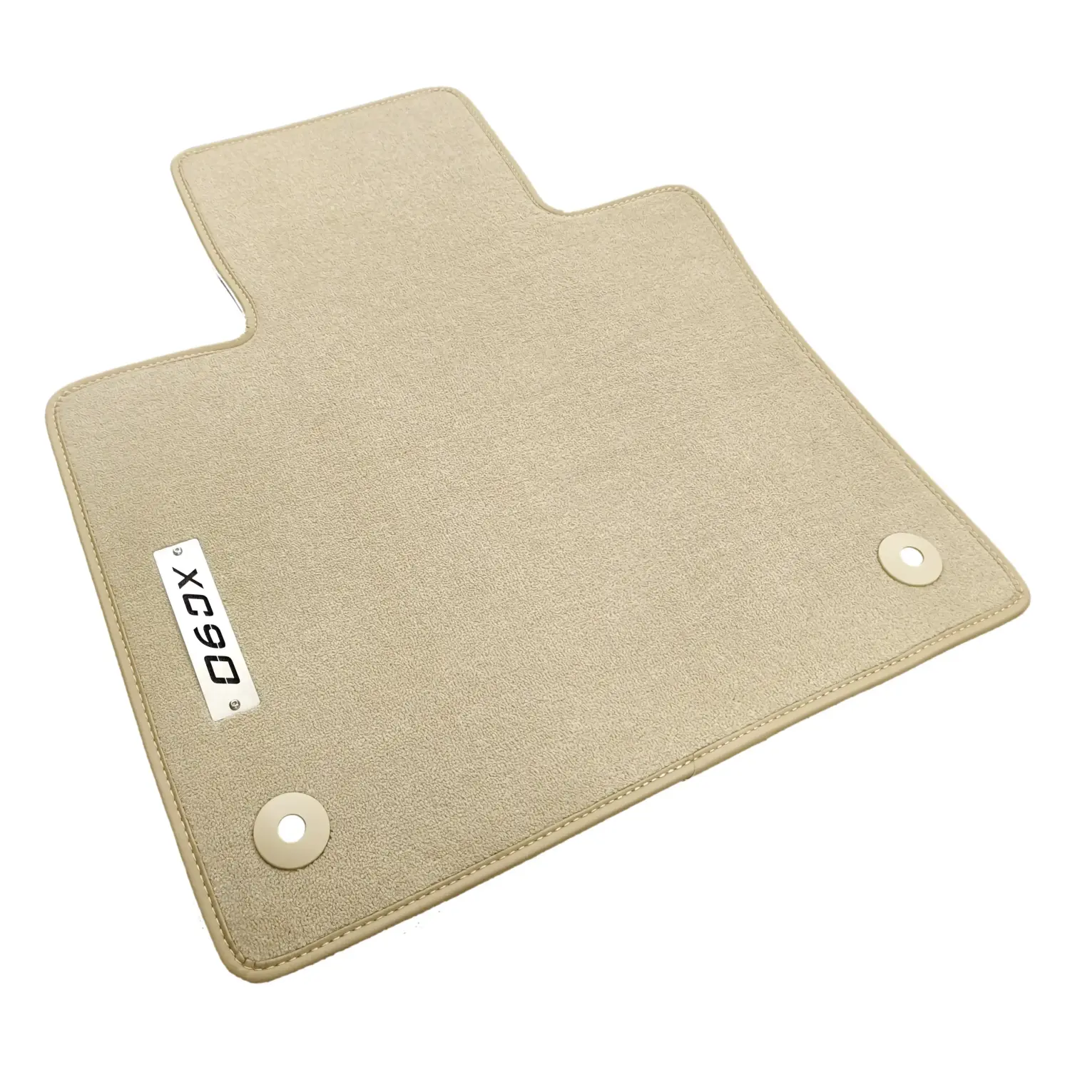 volvo xc90 2014-2026 beige velour carpet mat with chrome xc90 logo