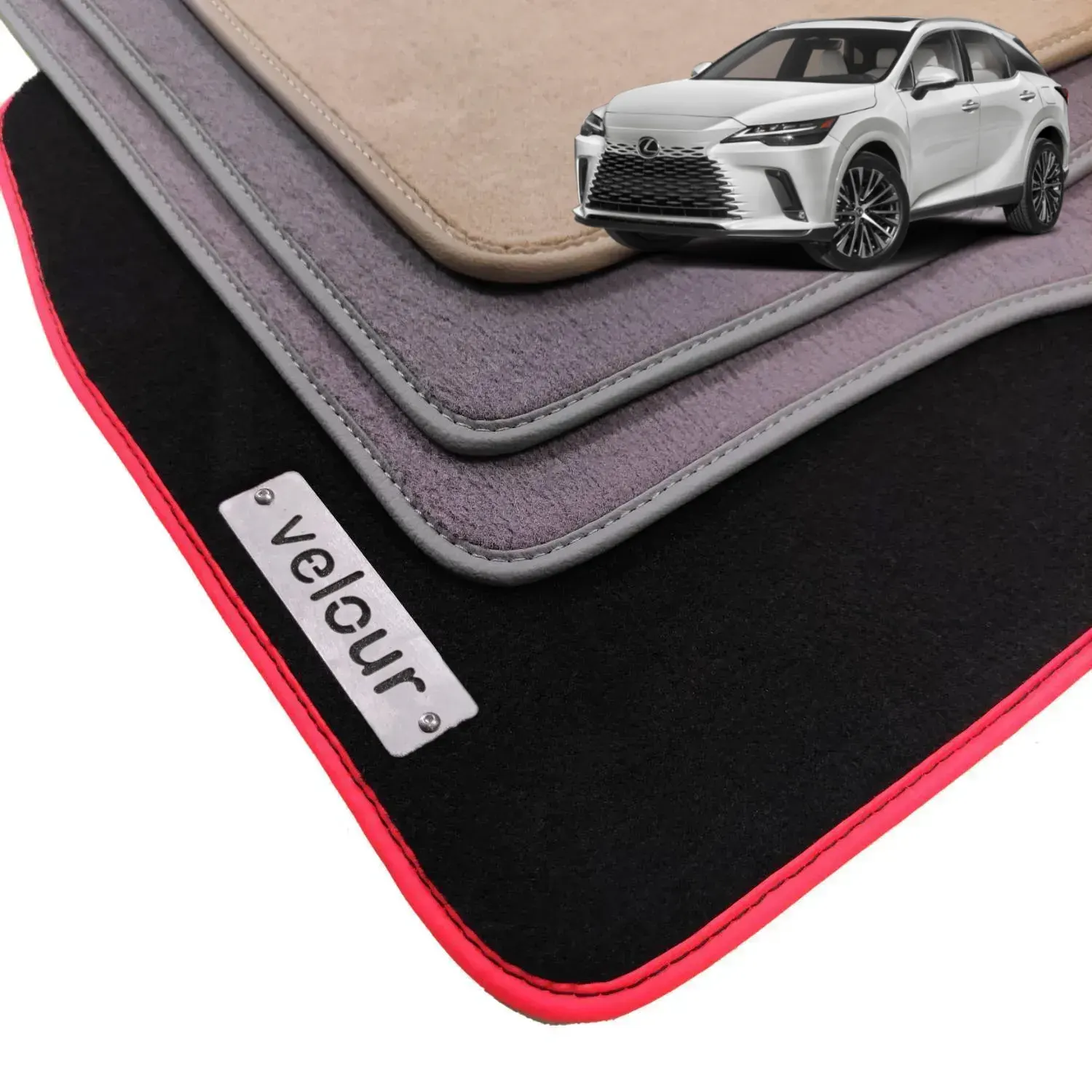lexus rx velour carpet floor mats with chrome logo